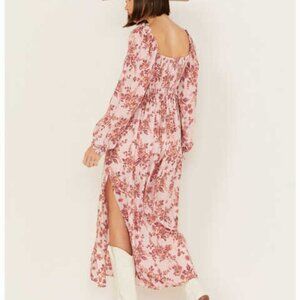 $168 Free People Jaymes Midi Dress Floral Printed Smocked In Lilac
